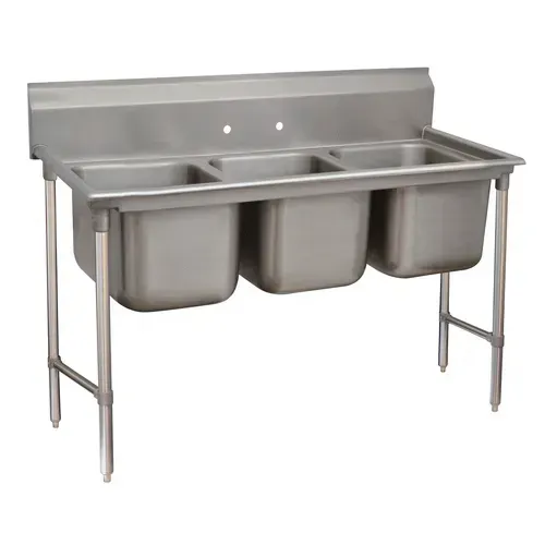 Advance Tabco 93-83-60 Commercial Sink, (3) Three Compartment, 16 Gauge Stainless Steel Construction with Stainless Steel Legs and without Drainboard - 74" W