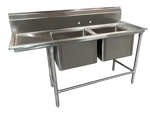 Advance Tabco 94-2-36-36L Commercial Sink, (2) Two Compartment, 14 Gauge Stainless Steel Construction with Stainless Steel Legs and With Left-hand Drainboard - 76" W