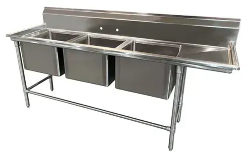 Advance Tabco 94-63-54-36R Commercial Sink, (3) Three Compartment, Construction with and - 1030" W