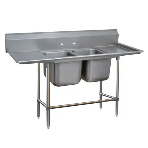 Advance Tabco 94-82-40-18RL Commercial Sink, (2) Two Compartment, 14 Gauge Stainless Steel Construction with Stainless Steel Legs and with 2 Drainboards - 81" W