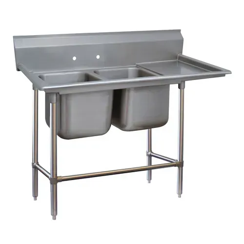 Advance Tabco 94-82-40-36R Commercial Sink, (2) Two Compartment, 14 Gauge Stainless Steel Construction with Stainless Steel Legs and With Right-hand Drainboard - 84" W