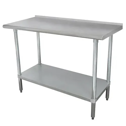 Advance Tabco FMSLAG-363-X Work Table, 16 Gauge Stainless Steel Top with Stainless Steel Undershelf and 1 1/2" Backsplash - 36"W x 36"D