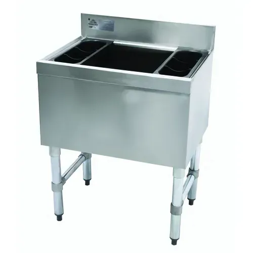 Advance Tabco SLI-12-24-X Cocktail Unit, Stainless and Galvanized Steel with 77 lbs. Ice Capacity (2) Plastic Bottle Racks - 24"W x 18"D