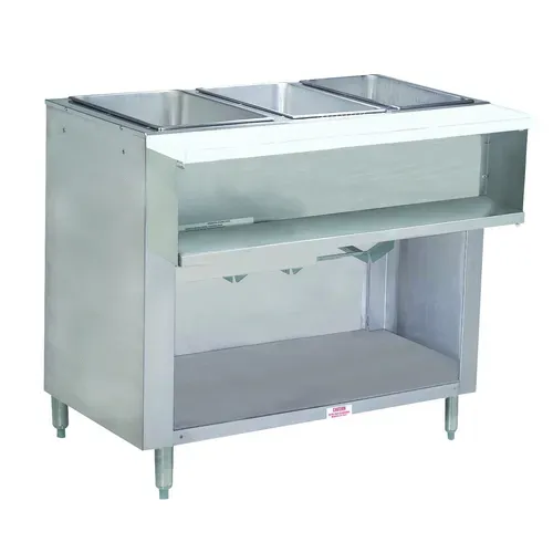 Advance Tabco WB-3G-NAT-BS Cabinet Base Hot Food Steam Table with (3) 12" x 20" Well Openings, Natural gas - 15,000 BTU