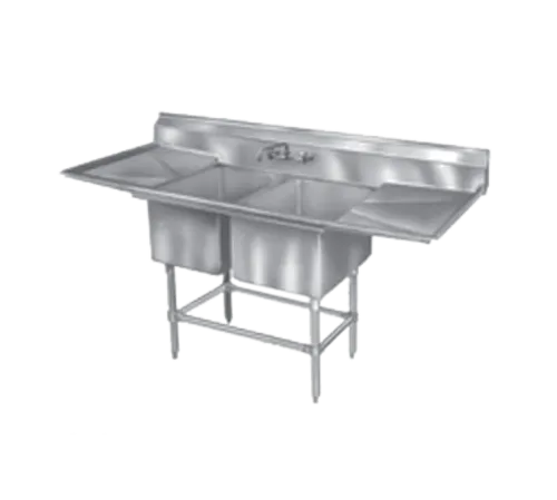 Eagle Group FN2032-2-30-14/3 Commercial Sink, (2) Two Compartment, 14 Gauge Stainless Steel Construction with Stainless Steel Legs and with 2 Drainboards - 96" W