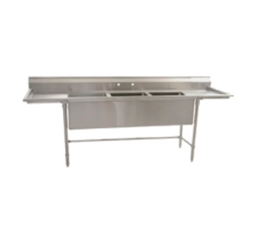Eagle Group S14-20-3-24R-SL Commercial Sink, (3) Three Compartment, 14 Gauge Stainless Steel Construction with Stainless Steel Legs and With Right-hand Drainboard - 95.5" W