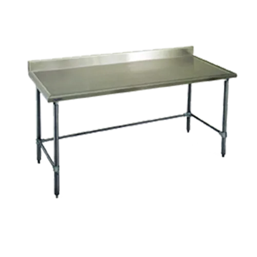 Eagle Group Eagle T36120STEM-BS Spec-Master® Work Table, 14 Gauge Stainless Steel Top with Open Base, Stainless Steel Legs and 4 1/2" Backsplash - 120"W x 36"D x 39.63"H