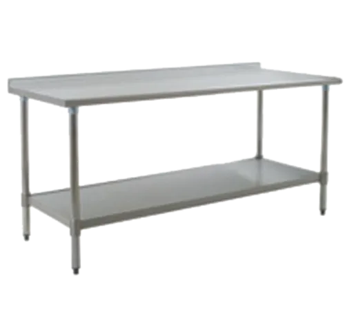 Eagle Group Eagle UT36120SEB Deluxe Series Work Table, 16 Gauge Stainless Steel Top with Undershelf, Stainless Steel Legs and 1 1/2" Backsplash - 120"W x 36"D x 36.63"H