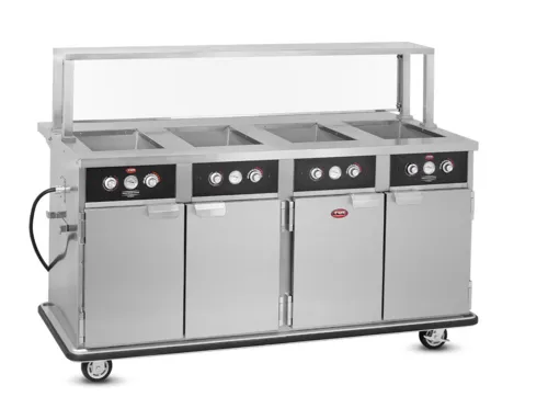 FWE / Food Warming Equipment Co., Inc. HLC-4W6-7H-28-HWR Tray Line (4) 12" x 20" x 6-1/2" Deep Wells Electric Hot Food Serving Counter with Thermostatic Controls