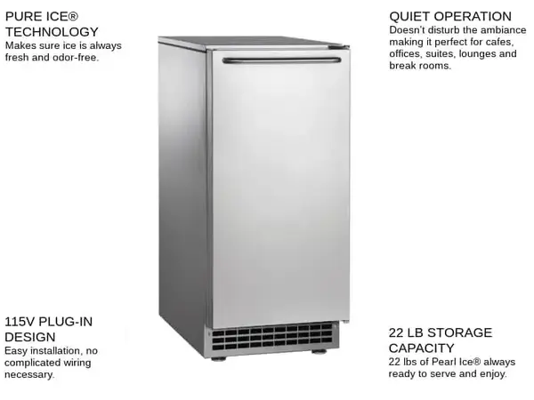 Ice-O-Matic GEMU090 14.88" Nugget Ice Maker with Bin, Nugget-Style - 50-100 lbs/24 Hr Ice Production, Air-Cooled