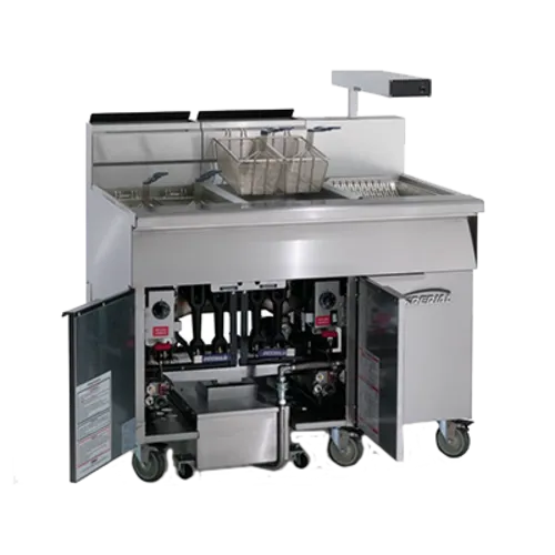 Imperial IFSCB350EC (3) 50 lb. Fryers Electric Floor Fryer with Computer Controls and Built-In Filter System