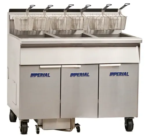 Imperial IFSSP275EUC (2) 75 lb. Fryers Electric Floor Fryer with Computer Controls and Built-In Space Saver Filter System