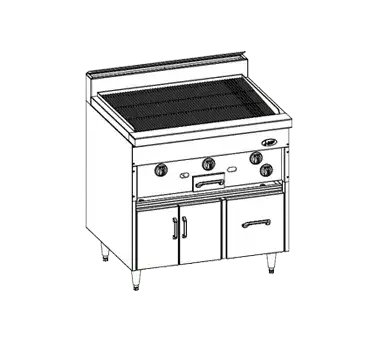 Jade Range JBKC-36 Restaurant Gas Range, with (1) 36" Charbroiler and Cabinet Base - 65,000 BTU