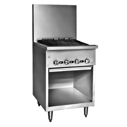 Jade Range JBR-24B Restaurant Gas Range, 24" W with (1) 24" Charbroiler and Open Cabinet Base - 60,000 BTU