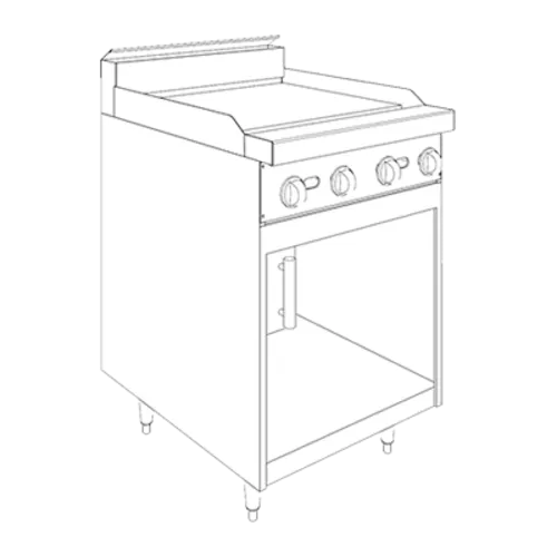 Jade Range JBR-24G Restaurant Gas Range, 24" W with (1) 24" Griddle and Cabinet Base - 48,000 BTU