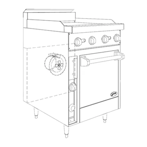 Jade Range JBR-24G-24C Restaurant Gas Range, 24" W with (1) 24" Griddle and Convection oven - 78,000 BTU