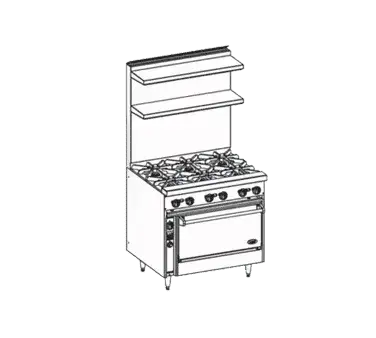 Jade Range JBR-36G Restaurant Gas Range, with (1) 36" Griddle and Cabinet Base - 72,000 BTU