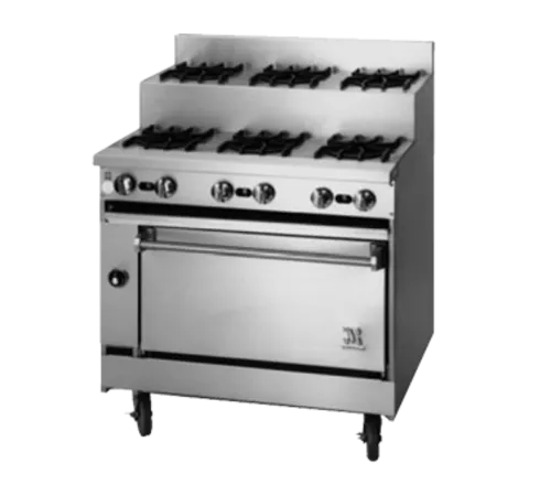 Jade Range JBRE-3-3-36 Restaurant Gas Range, with 6 Burners and Standard Oven - 150,000 BTU