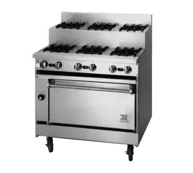 Jade Range JBRE-3-3-36 Restaurant Gas Range, with 6 Burners and Standard Oven - 150,000 BTU