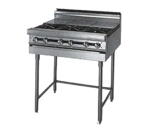 Jade Range JMRH-3ST Commercial Range, 36" W with 3 Burners (3) Hot Tops and Modular Base - 150,000 BTU