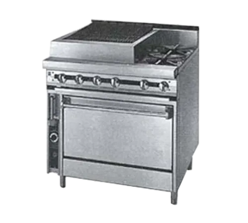 Jade Range JTRH-18B-1FHT36C Commercial Range, 36" W with (1) 18" Charbroiler & (1) 18" French Hot Top and Convection oven - 110,000 BTU