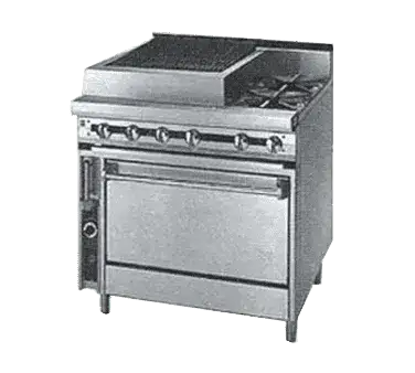 Jade Range JTRH-18B-1FHT36C Commercial Range, 36" W with (1) 18" Charbroiler & (1) 18" French Hot Top and Convection oven - 110,000 BTU