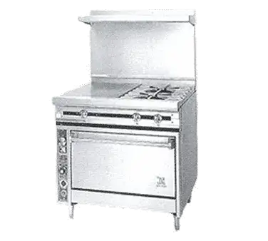 Jade Range JTRH-2-1HT Commercial Range, 36" W with 2 Burners (1) 12" Hot Top and Cabinet Base - 105,000 BTU