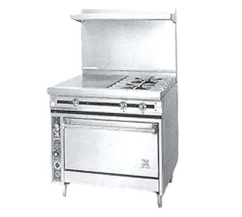 Jade Range JTRH-2-1HT-36C Commercial Range, 36" W with 2 Burners (1) Hot Top and Convection oven - 135,000 BTU