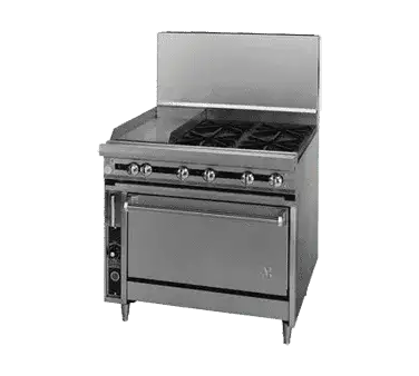 Jade Range JTRH-24IP-1ST Commercial Range, 36" W with (1) 24" Even Heat Plancha & (1) Split Top and Cabinet Base - 62,500 BTU