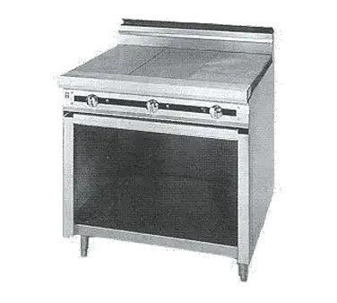 Jade Range JTRH-3HT Commercial Range, 36" W with (3) 12" Hot Tops and Cabinet Base - 105,000 BTU
