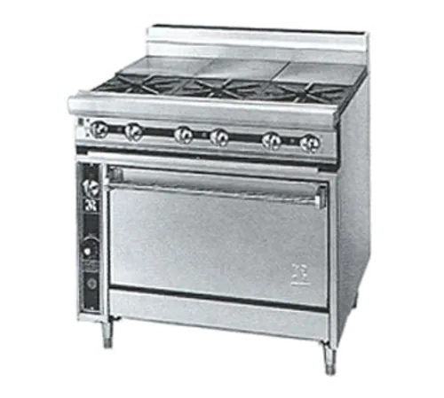 Jade Range JTRH-3ST-36 Commercial Range, 36" W with 3 Burners (3) Hot Tops and Standard Oven - 170,000 BTU