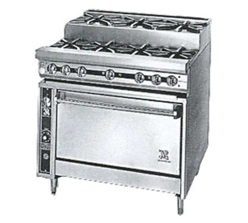 Jade Range JTRHE-4-3 Commercial Range, 36" W with 7 Burners and Cabinet Base - 150,000 BTU