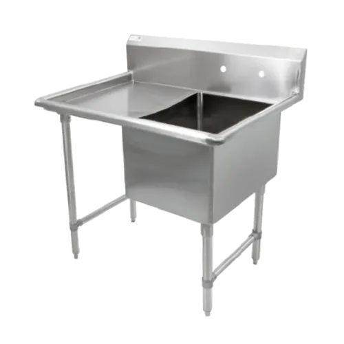John Boos 1B18244-1D18L-X Commercial Sink, (1) One Compartment, 16 Gauge Stainless Steel Construction with Stainless Steel Legs and With Left-hand Drainboard - 40.00" W