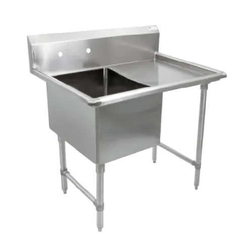 John Boos 1B184-1D18R-X Commercial Sink, (1) One Compartment, 16 Gauge Stainless Steel Construction with Stainless Steel Legs and With Right-hand Drainboard - 40.00" W