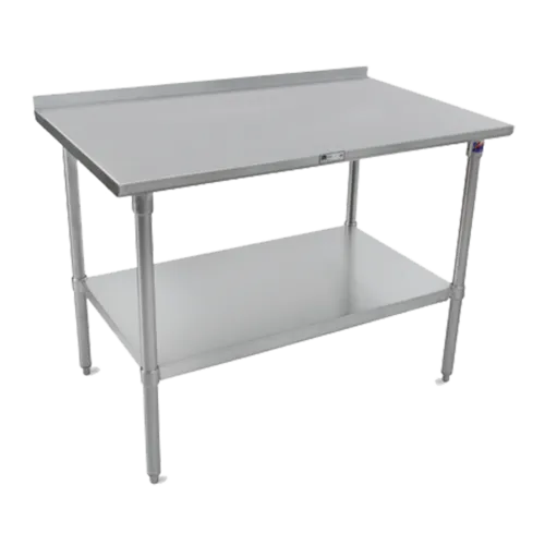 John Boos ST4R1.5-3048GSK Work Table, 14 Gauge Stainless Steel Top with Galvanized Steel Undershelf and 1 1/2" Backsplash - 48"W x 30"D