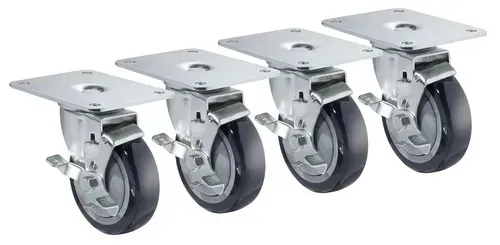 Krowne Metal 28-171S 4" x 5" Plate caster with 4" wheel (set of 4)