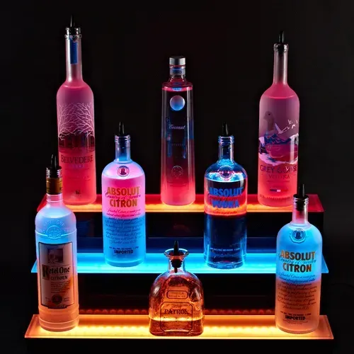 Krowne Metal KR-3T24-R Countertop Lighted Liquor Bottle Display - 18 Bottle Capacity