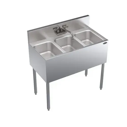 Krowne Metal KR19-33C Underbar Sink Unit, 3 Compartment, 36"W x 19"D