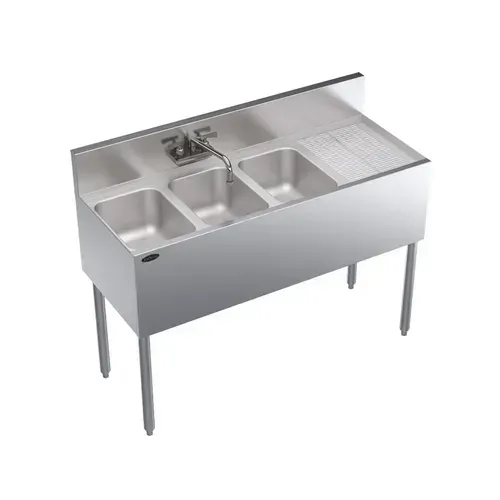 Krowne Metal KR19-43L Underbar Sink Unit, 3 Compartment, 48"W x 19"D