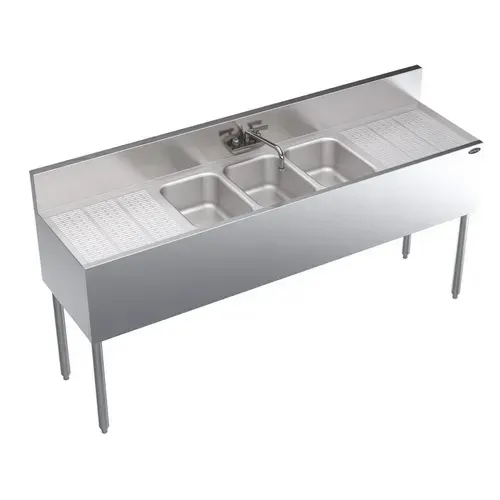 Krowne Metal KR19-63C Underbar Sink Unit, 3 Compartment, 72"W x 19"D