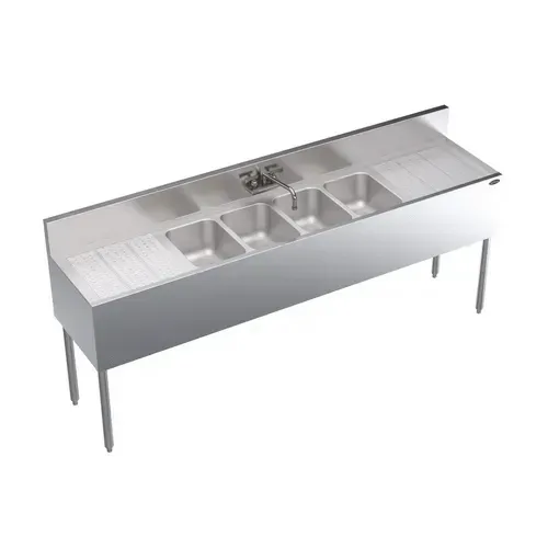 Krowne Metal KR19-74C Underbar Sink Unit, 4 Compartment, 84"W x 19"D