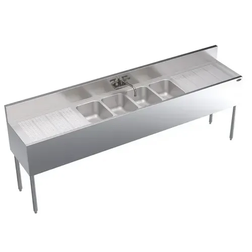 Krowne Metal KR19-84C Underbar Sink Unit, 4 Compartment, 96"W x 19"D
