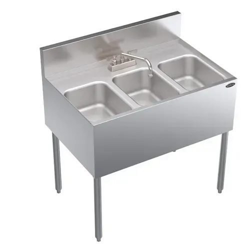 Krowne Metal KR24-33C Underbar Sink Unit, 3 Compartment, 36.00"W x 24.00"D