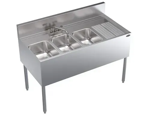 Krowne Metal KR24-43L Underbar Sink Unit, 3 Compartment, 48.00"W x 24.00"D