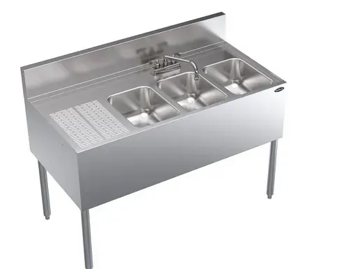 Krowne Metal KR24-43R Underbar Sink Unit, 3 Compartment, 48.00"W x 24.00"D