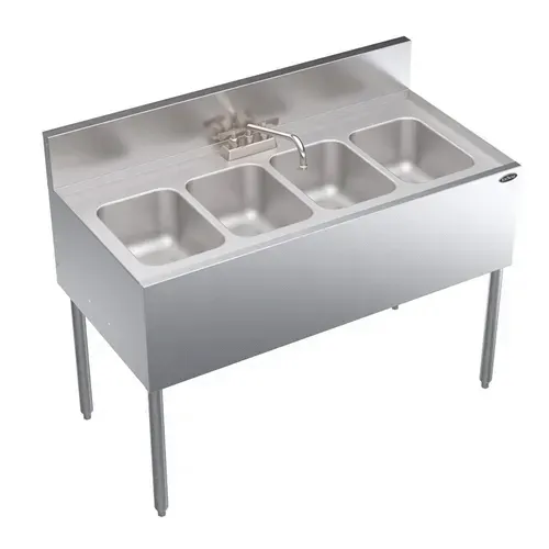 Krowne Metal KR24-44C Underbar Sink Unit, 4 Compartment, 48.00"W x 24.00"D