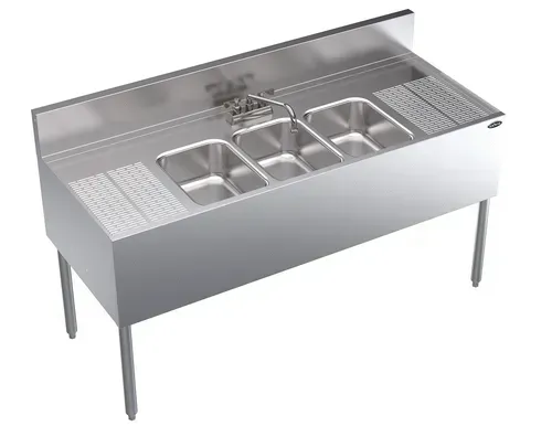 Krowne Metal KR24-53C Underbar Sink Unit, 3 Compartment, 60.00"W x 24.00"D