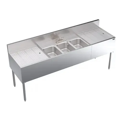 Krowne Metal KR24-73C Underbar Sink Unit, 3 Compartment, 84.00"W x 24.00"D