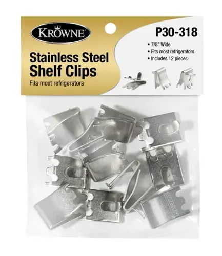 Krowne Metal P30-318 Krowne 12-Pack Snap-In Shelf Supports for Refrigerators- Stainless Steel