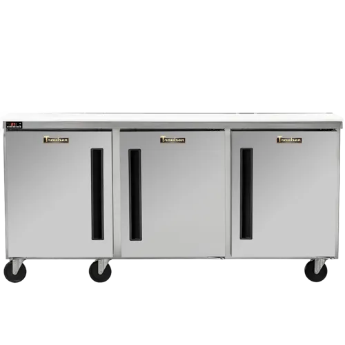 Traulsen CLUC-72F-SD-LRR 72.25'' 3 Section Undercounter Freezer with 3 Left/Right Hinged Solid Doors and Side / Rear Breathing Compressor